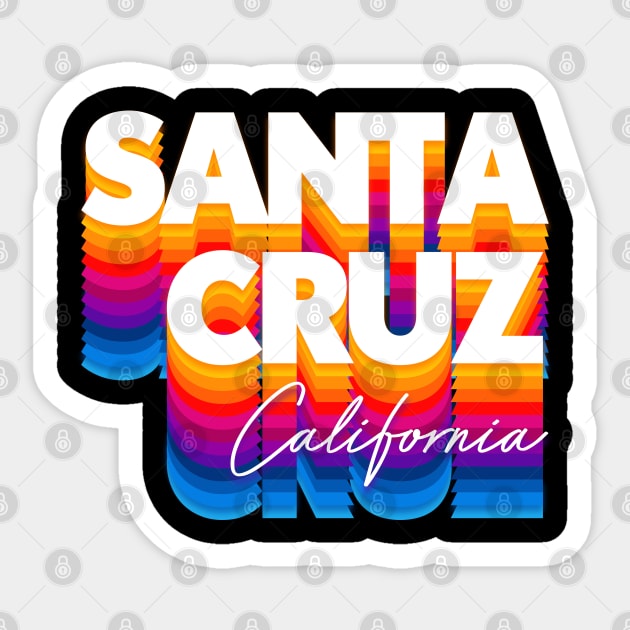 Santa Cruz, CA \/\/\ Retro Typography Design Sticker by DankFutura